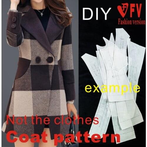 Cutting drawing womens lapel mid-length coat coat 1:1 garment structure pattern BFY-109