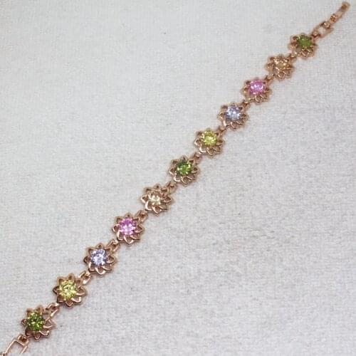 6-12mm zircon inlay various metal plating Rose gold Bracelet Loose Beads strand 7.5 Inch