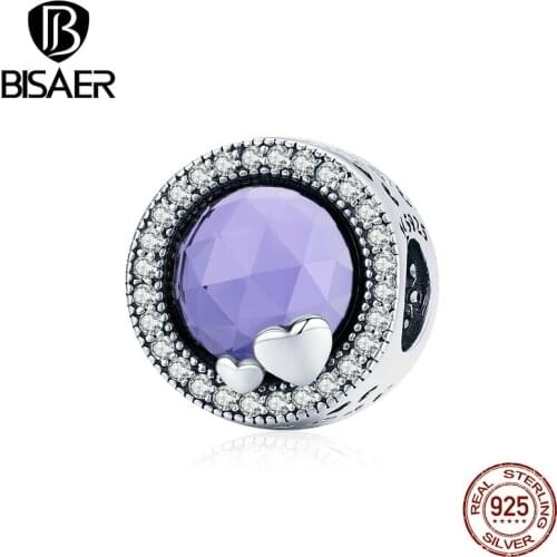 BISAER 100% 925 Sterling Silver Zircon Fairy Tale Town Magic Beads Charm Beads fit Women Bracelet DIY Beads Fine Jewelry ECC1817