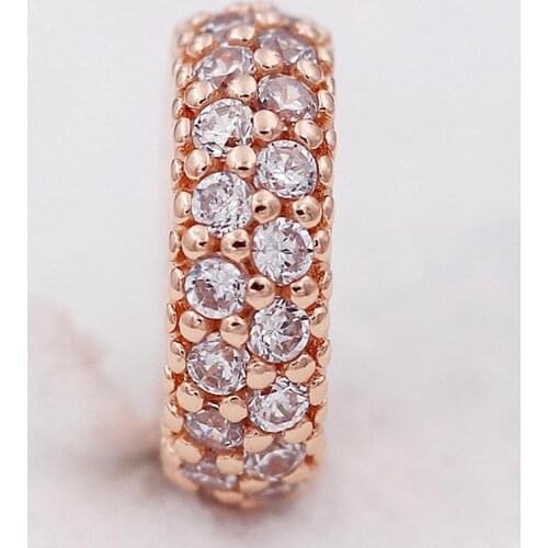 Original Rose Pave Inspiration Spacer Crystal Beads Fit 925 Sterling Silver Bead Charm Bracelet Bangle DIY Jewelry