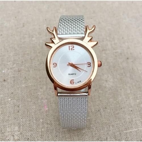 Fashion Cute deer antlers style Childrens Watches Kids Student Girls Boys Quartz plastic strap Wrist Watch