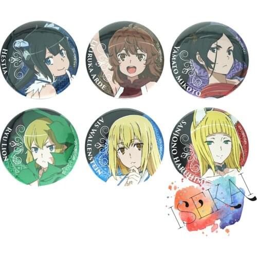 DanMachi Is It Wrong to Try to Pick Up Girls in a Dungeon Anime Hestia Ais Wallenstein Haruhime Metal Badge Brooch Pins