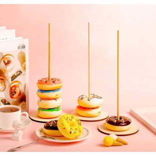 Wood Donut Display Stand DIY Doughnut Holder Dessert Rack Stand for Wedding Birthday Treat Party Supplies Baby Shower Decoration