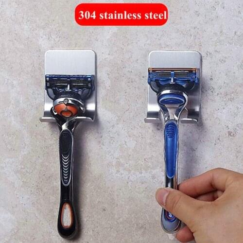 2PC Stainless Steel Razor Holder Men Shaving Shaver Shelf Shaving Razor Rack Bathroom Home Viscose Wall Hooks Hanger Razor Stand
