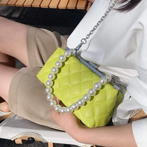 Crossbody Bag Designer Backpack Shoulder Bag Handbag Purse Women Bag Chain Beaded Fashion 2021 New PU Leather Diamond Lattice