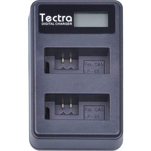 Tectra Hot Sale LP-E5 LPE5 LCD USB Dual Charger for Canon EOS Rebel XS Rebel T1i Rebel XSi 1000D 500D 450D Kiss X3 Kiss