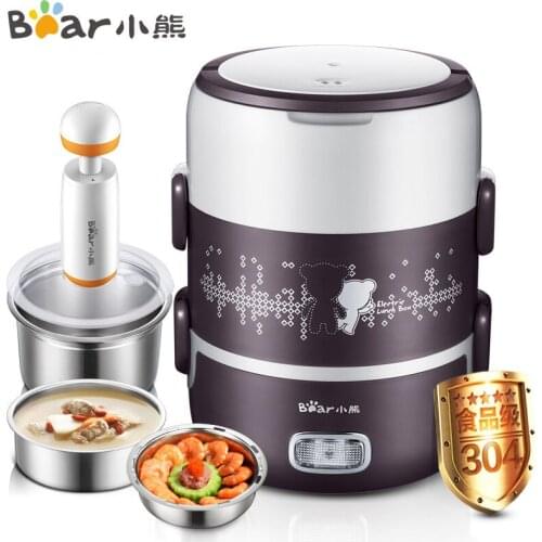 Bear 220V Mini Single/Double Layer 2L Electric Rice Cooker Stainless Steel Inner Lunch Box Multi Cooker Electric Cooking Pot