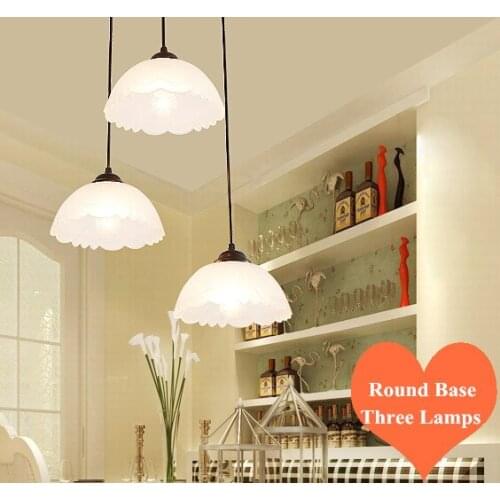European brief carved frosted glass Pendant Lights Classical E27 LED round base three lamps fixture for parlor&pavilion ZLDD081