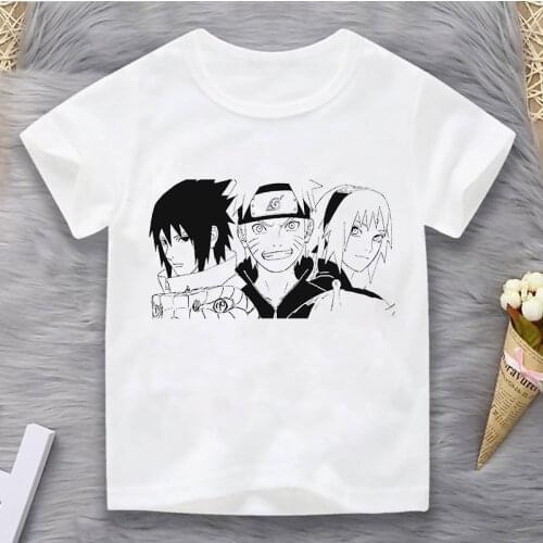 Boys and Girls Naruto T-Shirts Anime Figures Uzumaki Naruto Sakura Print T Shirt Kids Funny Clothes Baby Summer Casual T-shirt