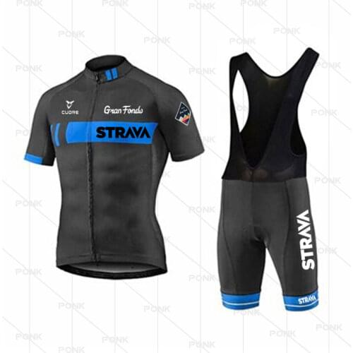 Pro STRAVA Bicycle Team Short Sleeve Maillot Ciclismo Mens Cycling Jersey Kits Summer Breathable Cycling Clothing Sets 19D PAD