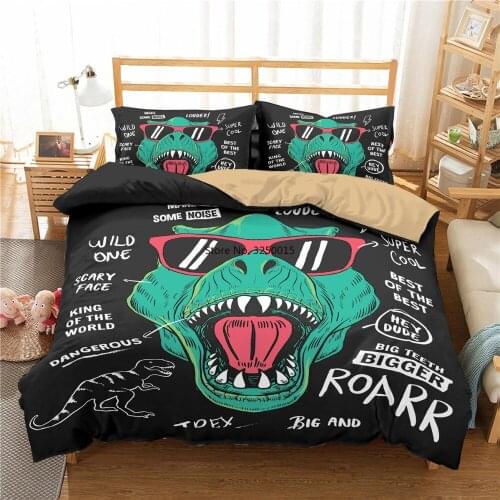 Dinosaur 3d Bedding Sets Cute Cartoon Duvet Cover Double King Queen Size Polyester Bed Home Decor Quilt Cover Pillowcase