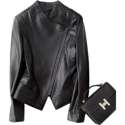 New Women Outerwear 100% Genuine Leather Jackets Sheepskin Short Coats Motorcycle Windbreak Clothing Spring Autumn Female Jacket