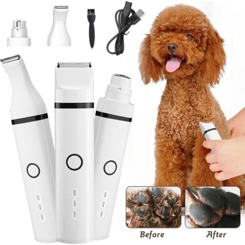 3 IN 1 Pet Grooming Machine Dog Cat Hair Trimmer USB Rechargeable Pets Clippers Nail Grinding & Hair Trimmer & Foot Hair