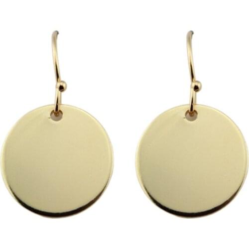 ZWPON Minimalist Geometric Blank Monogram Circle Disc Drop Earrings Gold & Hook Zinc Alloy Earrings for Women