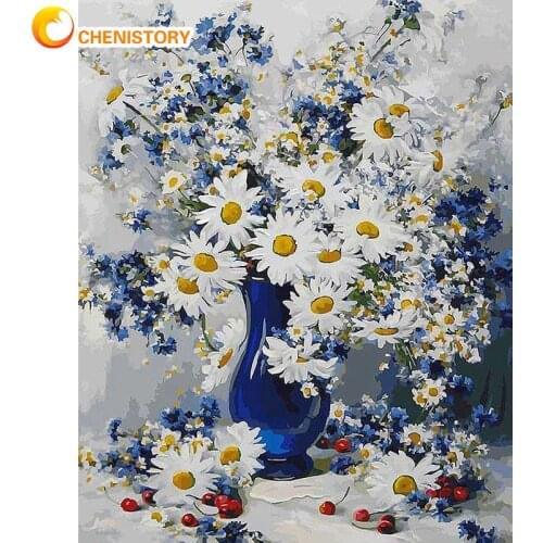 CHENISTORY Painting By Numbers Kits For Adults Beginner Colorful Flower Diy Gift Oil Paints Home Room Wall Artcraft HandPainted