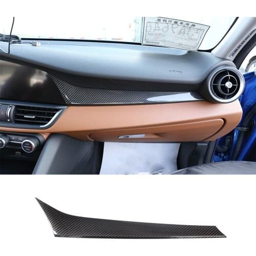 Real Carbon Fiber Stickers Car Central Control Passenger Side Panel Cover Trim for Alfa Romeo Giulia 2017-19 Models Accessories