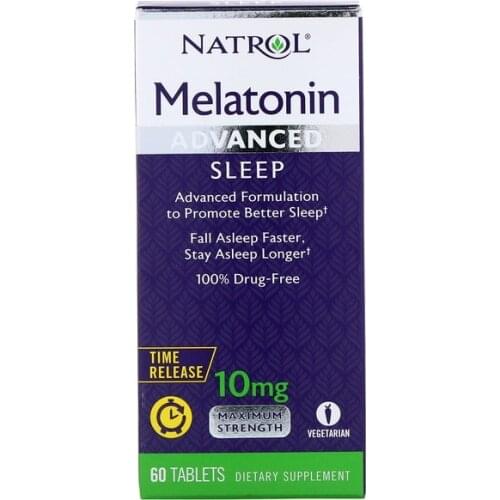 Natrol Advanced Sleep Melatonin 10 mg Vitamin B-6 Calcium 60 Tablets