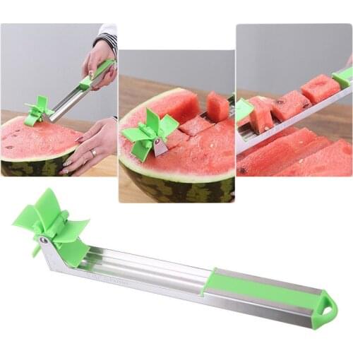Watermelon Slicer Cutter Tongs Corer Windmill Stainless Steel Cutters for Cutting Fruit Watermelon Cubes Kitchen Power Save