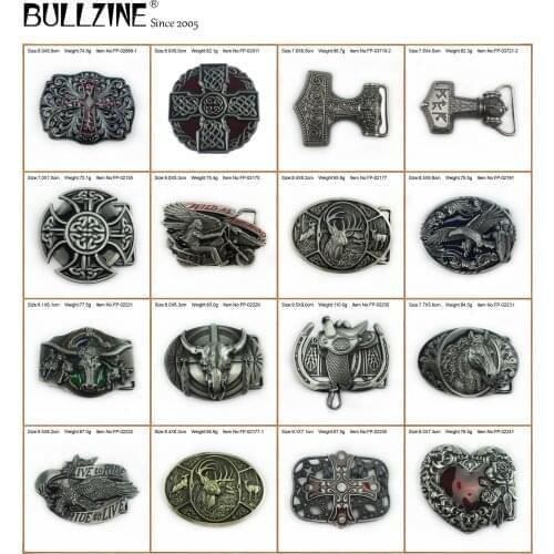 Bullzine wholesale zinc alloy Mjolnir THORSHAMMER VIKING cross DEER belt buckle celtic motor eagle horse saddle belt buckle