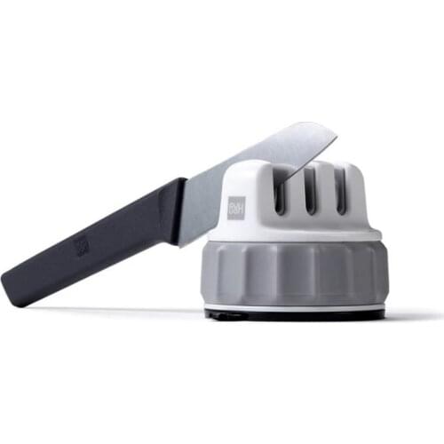 Original Huohou Mini Knife Sharpener Fixable Sharpen Stone Trible Wheel Whetstone Super suction Knife Sharpening Tool Grindstone