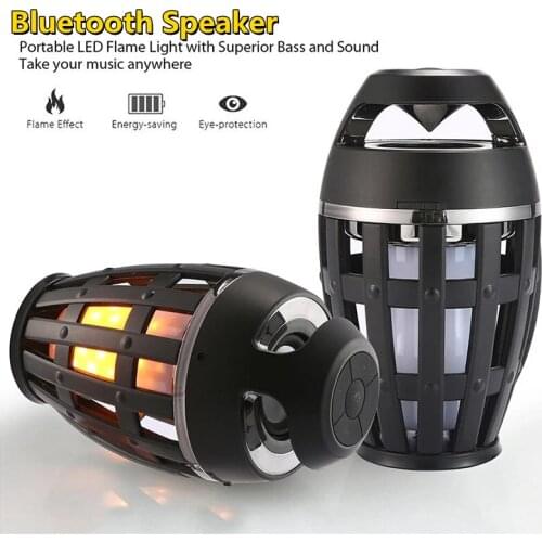 Portable Led Flame Lights Bluetooth Speaker Outdoor Atmosphere Louderspeaker Stereo Speaker For Camping Home Party Gift Idea