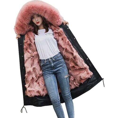 Luxury Winter Coat Parkas Real Fox Fur Hoody and Fox Fur Lining Women X-Long Outerwear Warm Coats LF9109
