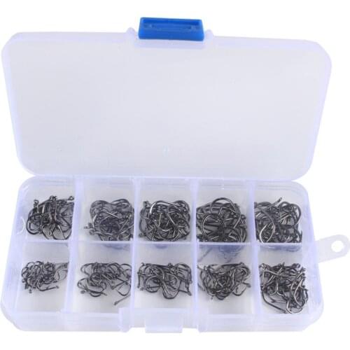 100-600pcs/lots Size 3#-12#Fishing Hook Jig Hooks with Hole Fly Fishing Tackle Box Carbon Steel Fishhooks Fishing lure Tackles