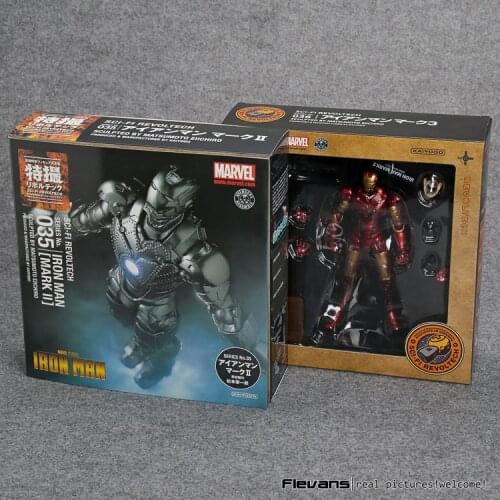 SCI-FI Revoltech Series NO.036 Iron Man Mark III MK3 NO.035 Mark 2 Mark II PVC Action Figure Collectible Model Toy