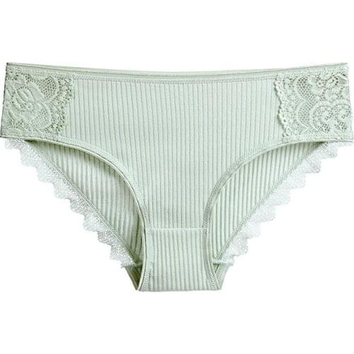 Panties Woman Cotton Sexy Lace Briefs Fashion Solid Color knickers Girls Bow Underpants Set Underwear Dropshipping