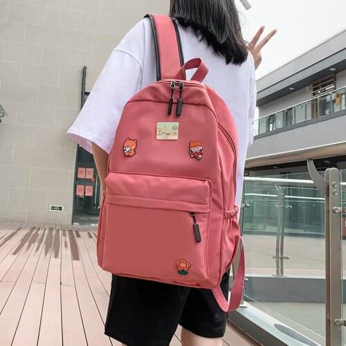 Large Capacity Women Backpack for Teenage Girls School Bag Escolar Female Ladies Backpack Solid Color Casual Simple Nylon Bag