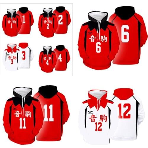 Japan Anime Haikyuu Cosplay Hoodies Kuroo Tetsurou #1 Volleyball Suit Nekoma High School Costume Yaku Morisuke Hooded Sweater