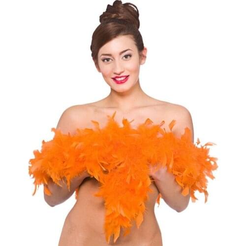 2 Meters Length/Lot Orange Fluffy Turkey Feathers Boa skirt Trim/Costume/Shaw Feather Boa Fancy Dess Strip wedding decoration