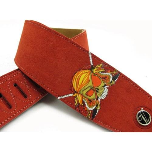 YUEKO High-Quality Real Cowhide Soft And Durable F-P202 Skull Pattern Rock Widened 6-8.5cm Suitable For Acoustic Guitar Straps