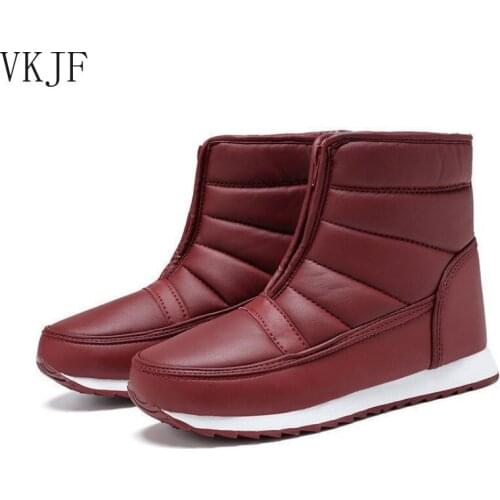 Fur Padded Women Boots 2021 Cold Weather Waterproof Warm Ankle Snow Boots Front Zip Anti-slip Casual Shoes Woman 35-43