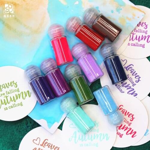 10bottle Pearlescent and solid color embossed powder DIY handmade, Embossing Powder DIY Paint Rubber stamp scrapbooking tools