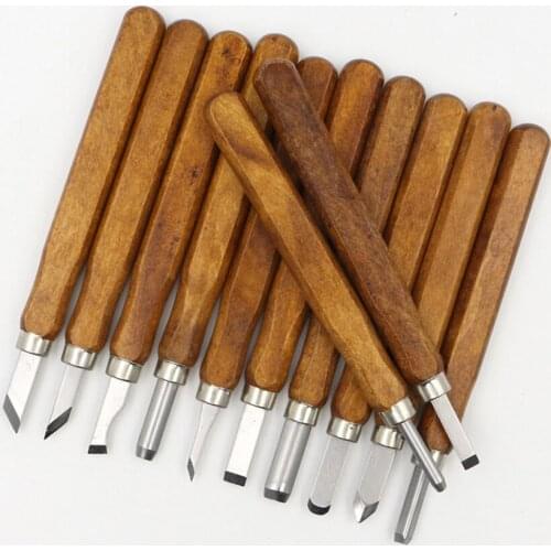 12pcs/set Wood Carving Chisels Tool Woodworking Craft Engraving Knife Kit DIY Accessories Hand-carved Knives Steel Chisels