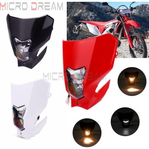 12v E13 LED Headlight Headlamp Head Light Supermoto Fairing For Honda CRF450L 2019-2020 MX Dirt Bike Enduro HI/LO Beam Headlight