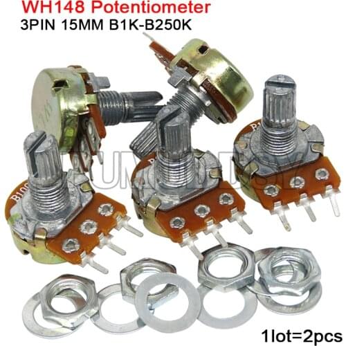 2pcs wh148 b1k b2k b5k b10k b20k b50k b100k b500k 3pin 15mm shaft amplifier dual stereo potentiometer 1k 2k 5k 10k 50k 100k