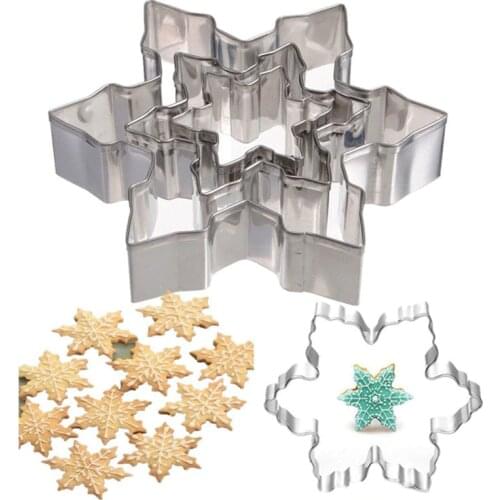 3Pcs/Set Christmas Snowflake Molds Stainless Steel Cookie Cutters Cake Biscuit Moulds Fondant Icing Mold Christmas Baking Mold