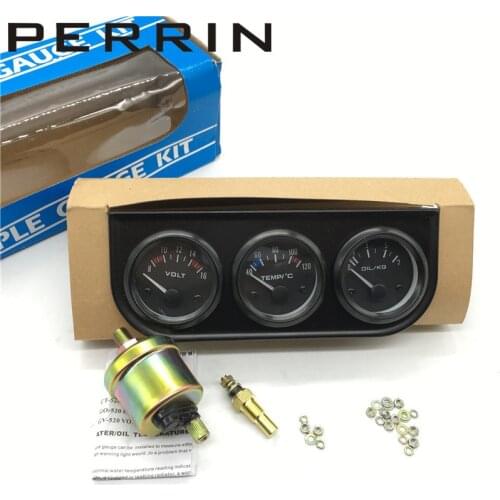 52MM 3 In 1 Volt meter +water temp gauge +Oil Pressure Gauge Kit car meter Volt meter Water Temperature Gauge Triple tachometer