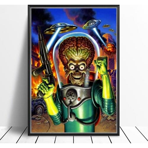 Mars Attacks! (1996) Poster Comic Science Fiction Film Tim Burton Wall Decor Jack Nicholson Glenn Close Annette Bening Art Gift