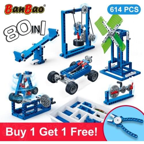 BanBao STEAM Building Blocks with motor Power Machine Leverage Experiment Bricks Educational Model Toys for Christmas gifts 6932