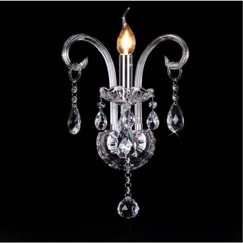 Free Shipping Modern Crystal Wall Lamp LED E14 Sconce Bedroom Lighting light fixture Bedside light K9 crystal AC85-265V