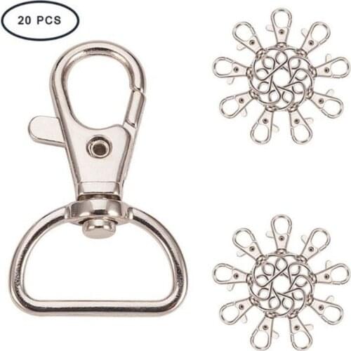 Key chain Clasps Ring Lobster Claw Silvery Swivel Trigger Snap Hooks 360° Metal