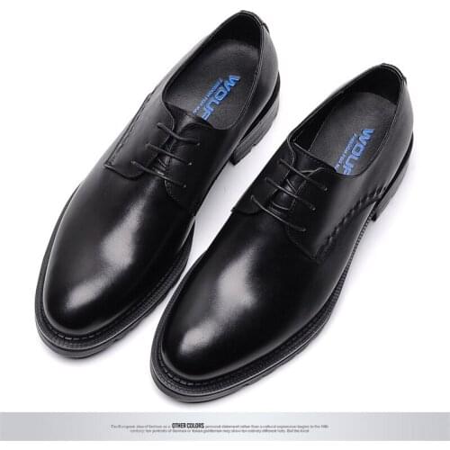 European version of the thick-soled business suit, leather shoes for men, the first layer of cowhide round toe strap fashion