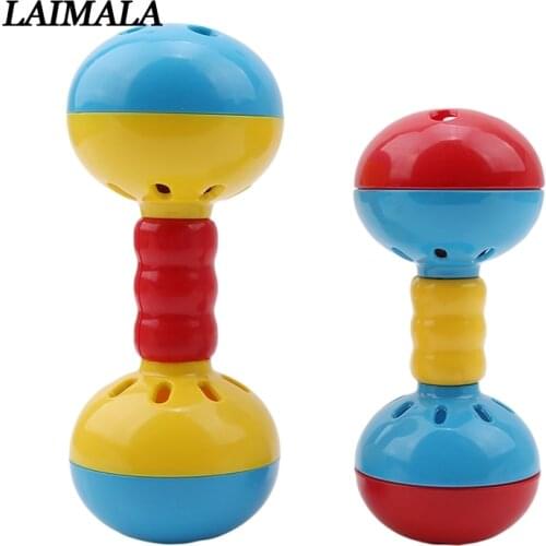Baby Rattle Bells Shaking Dumbells Kids Early Development Toys For 0-12M Cute Baby Rattles Hand Ring Bell Grasping Toy Xmas Gift