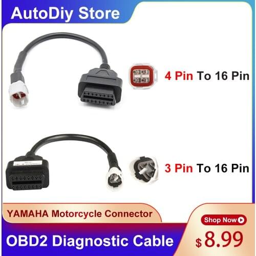 OBD Motorcycle Diagnostic Cable Connector For YAMAHA Motor Cycles 3 Pin 4 Pin Plug To 16 Pin Detection Plug Adapter