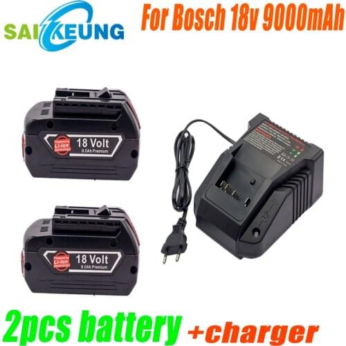 For Bosch 18V Professional Battery 9000mAh Rechargeable Portable Replacement BAT609 BAT610 618G 619G+ 3A Charger