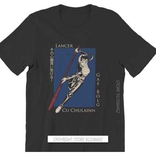 Men Fate Stay Night Emiya Saber Gilgamesh Anime T-Shirt Funny Tops Lancer Pure Cotton Tee Harajuku TShirt