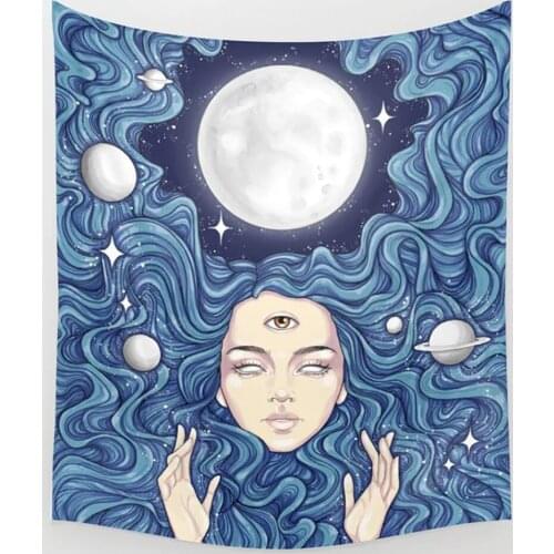 Boho Tarot Tapestry Wall Hanging Moon Phase Magic Hand Tapestries Bedroom Decor Bedspread Throw Cover Sun Moon Wall Decor